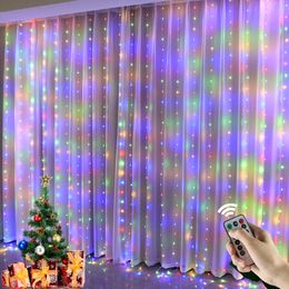 LED String Lights Christmas Fairy Light USB Remote Curtain Light 3m Garland for New Year Window Window Outdoor Home Decoration