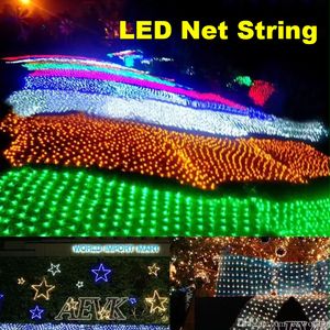 Cadena de luces LED de Navidad para exteriores Malla impermeable Luz de hadas 2m x 3m 4m x 6m Lámpara de fiesta de boda con controlador de 8 funciones