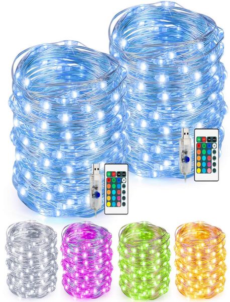 LIGNES DE LED LUMILES MULTIQUES LUMIÈRES DE LA SMOTIONS DE COLORS AVEC LATTRE USB À RÉSULTATS PLIMÉE 33FT 100 LEDS LUMIÈRES DÉCORATIVES POUR GARDING 5863519