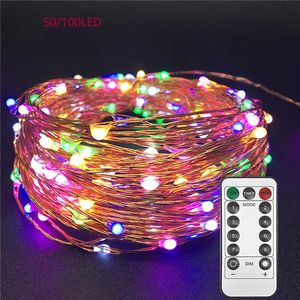 Tira de luces LED Twnikle Fairy Lights a prueba de agua 8 modos 50Led 100 Led USB Plug en cable de cobre Firefly Holiday Lights strip