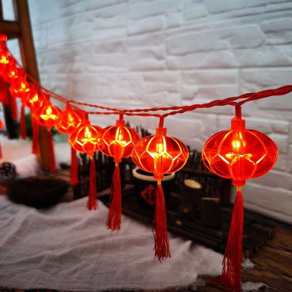 LED Strings 1.5M 10LED Rouge Noeud Chinois Lanterne Fête Du Printemps LED Guirlande Lumineuse Nouvel An 2022 Night Lights Mariage Décoration De Noël P230414