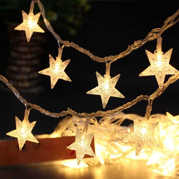 Cadenas LED 1,5 m / 3m / 6m / 10m LED Star String Lights Guirnalda navideña Batería alimentada por USB Cortina para fiesta de boda Lámparas de hadas para el hogar P230414