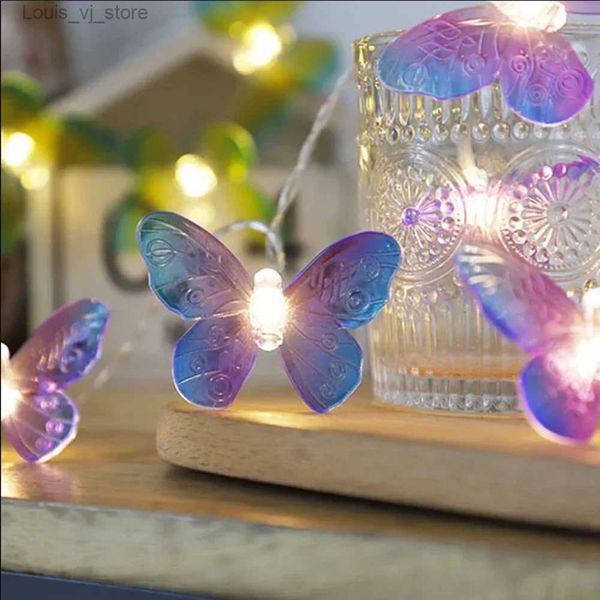 Cadenas de LED 10/20 LED Cadena de luz de mariposa LED Hada 1.5 / 3 m Batería Guirnalda de vacaciones para Navidad Festival de bodas Decoración de fiesta YQ240401