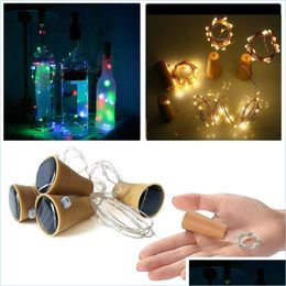 LED -snaren 10 Solar Wine Bottle Stopper Copper Fairy Strip Draad Outdoor Party Decoratie Nieuwheid Nachtlamp Diy Cork Light String D DHVXD