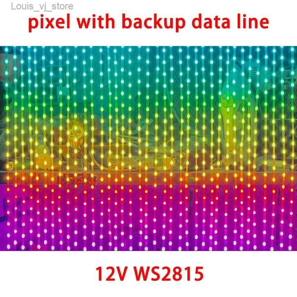 Guirlandes LED 100m2000LED 12V WS2815 avec ligne de données de sauvegarde pixels de départ adressables RGBIC Dreamcolor guirlande lumineuse de Noël 4 fils 26AWG YQ240401