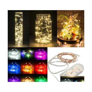 Led Strings 100pcs / lot 2m 20leds cr2032 à piles micro mini chaîne lumière cuivre fil de cuivre éclairage étoilé pour la décoration dro dhqrj