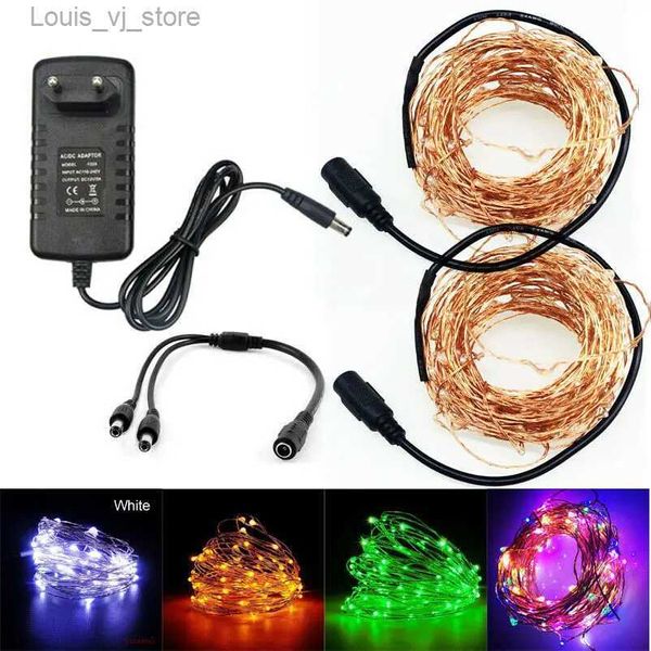 Cordes LED 10m 20m 50m chaîne lumière étanche fil de cuivre vacances en plein air fée lumières DC 12V pour fête de Noël mariage YQ240401