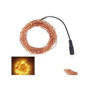 Cordes Led 12V Dc 10M 100Leds Golden Cooper Fil Chaîne Étanche Blanc Chaud Cool Lumières De Noël Pour La Décoration De Vacances / Fête Dr Dhxvw