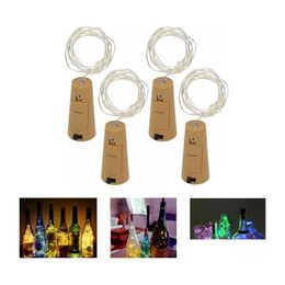 Cordes Led 1M 10Led 2M 20Led Lampe Bouchon De Bouteille En Forme De Bouchon Lumière Verre Vin Fil De Cuivre Guirlande Lumineuse Pour La Fête De Noël Salle De Mariage Otcjx