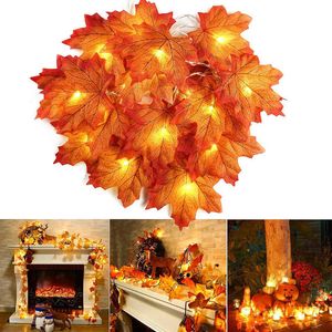 LED -snaren 2/3/6m Kerstmisdecoratie Kunstmatige esdoornblad Bladeren LED LICHT STRING LANTERN GARLAND HOME PARTY DIY Deco Halloween New Yea P230414