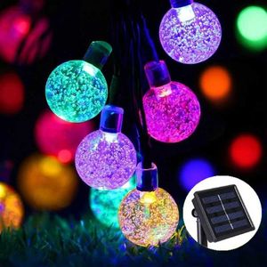 Cordes LED 20/30/50 boule de cristal solaire ampoule chaîne lumières guirlandes extérieures fée pour fête de mariage jardin décoration de noël YQ240401