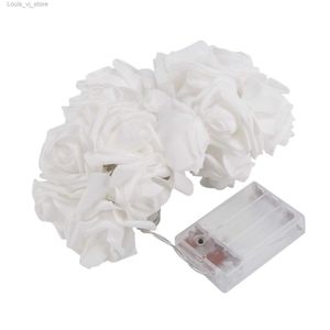 LED-snaren 20 Rose Flower lichtslingers op batterijen voor Valentijnsdag decoraties zonder warm wit YQ240401