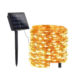 LED -snaren 200 LED Outdoor Solar Lamp LED's String Lights Fairy Holiday Christmas Party Garland Garden Waterdichte drop levering Licht OTSN4