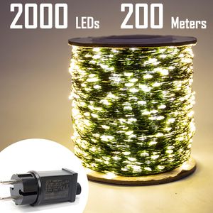 LED -snaren 200m Groene draad LED LED LICHTEN Vakantie waterdichte sprookjesg slinger voor kerstboom bruiloftsfeestdecoratie