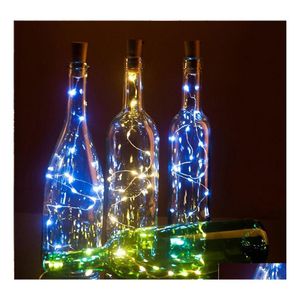 Led Strings 20Leds Lumière Liège Verre Vin Cuivre Chaîne Fête De Noël De Mariage Décoration De Vacances Lumières Drop Delivery Lighting Dhyxq