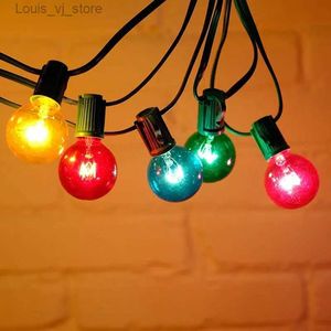 Cadenas LED 25 pies G40 Globo Bombilla Luces de cadena con 25 vidrio Vintage Patio al aire libre Jardín Guirnalda Decorativa Hada Luces de Navidad YQ240401