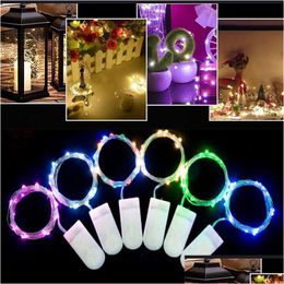 LED -snaren 2m 20 Fairy Lights String Starry Cr2032 Batterij Batterij bediende Sier Christmas Halloween Decoratie Wedding Drop levering Dhgix