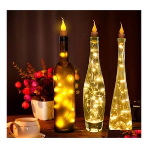 Cordes Led 2M 20Led Fil De Cuivre Lampe Bouteille De Vin Liège Blanc Chaud Batterie Alimenté Guirlande Lumineuse Pour La Décoration De Fête De Bricolage De Noël Dr Dhch7