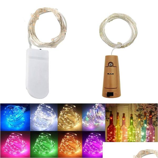 Cuerdas LED 2M 20LED Botella de vino Luces de cadena Corcho con batería Starry DIY Luz de Navidad para fiesta Halloween Boda Decoracio Dhqbc