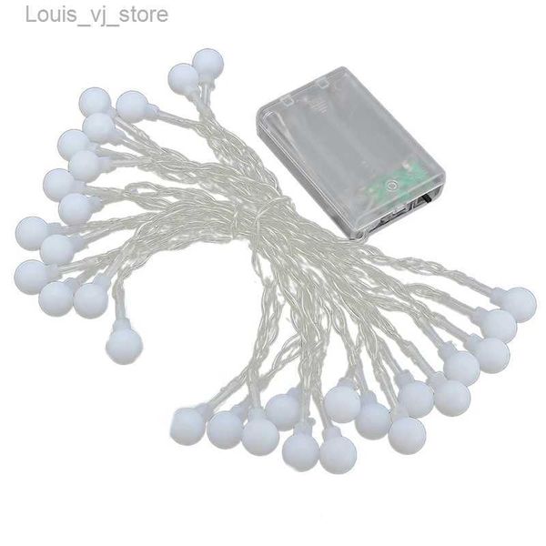 Guirlandes LED 3 mètres, 30 têtes, boule blanche givrée, boîte à piles, guirlande lumineuse, arbre de noël, décoration intérieure de vacances, YQ240401