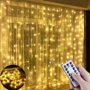 Guirlande de rideaux LED de 3M sur la fenêtre, alimentée par USB, guirlande lumineuse féerique avec télécommande, lumières du nouvel an, décoration de noël