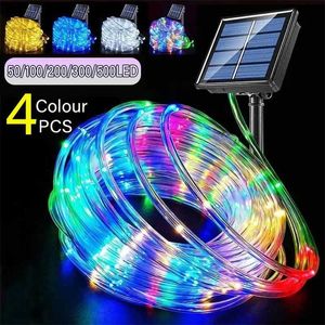 LED Strings 4 STKS Outdoor Solar Buis Touw Lamp 8 Modi Waterdichte Festoen Tuin Decor Kerst Fairy Guirlande Lichtslingers YQ240401