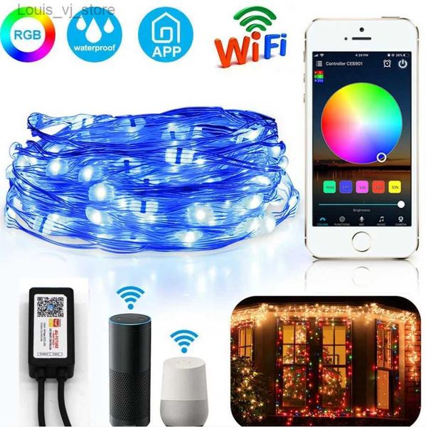 Cadenas LED 5/10/20M Smart Tuya WiFi String Light Timer Garland Cortina Lámpara Hogar Fiesta de Halloween Decoración Luces nocturnas YQ240401