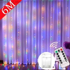 LED-snaren 6M Led-slingergordijnlicht 8 modi Batterijdoos Afstandsbediening Sprookjeskoord Bruiloft Kerst Woondecoratie YQ240401