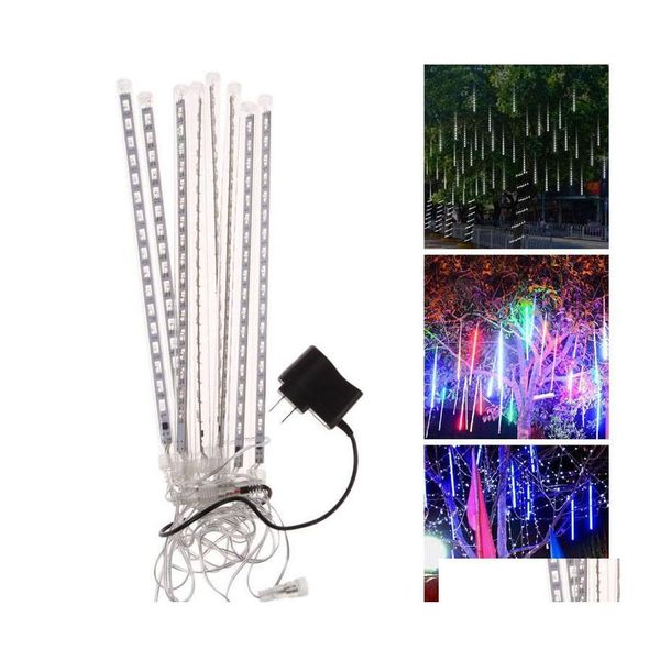 Led Strings 8Pcs / Set Snowfall Strip Light Lumières de Noël Rain Tube Meteor Shower Tubes 100240V Eu / Us Plug Drop Delivery Lighting Ho Dhsom