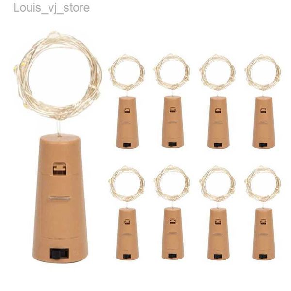 Cordes LED 9 pièces lampe en liège batterie LED lanterne décoration de noël chaîne lumières étoile fil de cuivre vin YQ240401