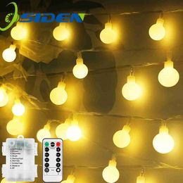 LED Strings Ball String Light Télécommande Blanc Chaud À Piles Chaîne Fée Lampe Pour Les Vacances De Noël De Mariage Décor Extérieur YQ240401