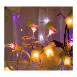 LED -snaren Brelong Bar Atmosfeer Hoogwaardige kleur Licht String Batterij Doos Decoratieve wijnglasvorm Kerstlampen Druppel del otjcm