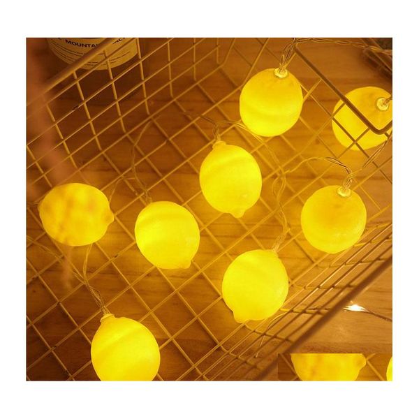 Led Strings Brelong Led Lemon Light String Décoration de vacances Petit réseau de lanternes Red Ins Lights Aménagement de magasin Clignotant Batter Drop Otupu