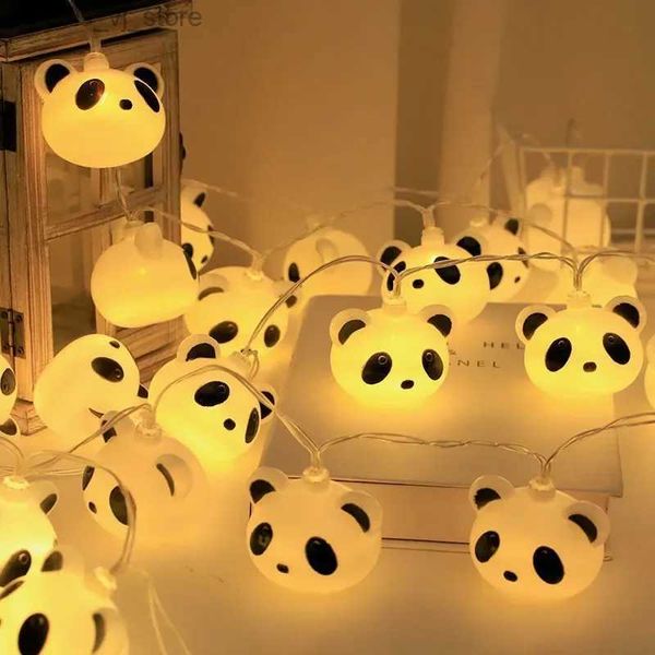 Cuerdas LED Panda de dibujos animados Cadena de luz de color Lindo Animal en forma de niños Decoración Habitación Dormitorio Pequeña Noche YQ240401