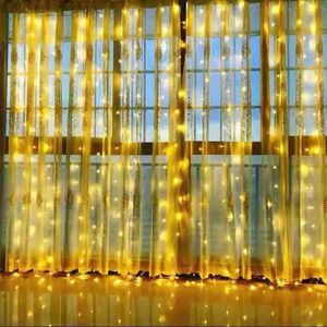 Cordes LED Guirlande lumineuse de Noël guirlande de rideau télécommande incluse décoration de la maison fenêtre de la chambre éclairage de vacances YQ240401