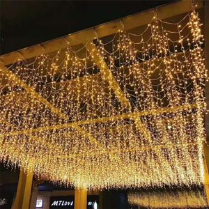 Guirlande LED lumières de noël guirlande féerique 64m 4x0.6M/5x0.7m vague guirlande LED guirlande lumineuse Navidad décoration nouvel an extérieur intérieur rideau LED chaîne