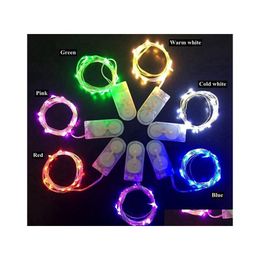 Cuerdas Led Luces de Navidad Cadena de luz 1M 2M Pequeña batería Sier Alambre de cobre para Navidad Fiesta de Halloween Luz de entrega de gota Dh9Yn