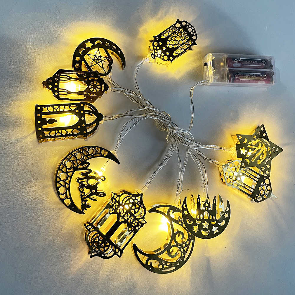 LED -strängar Eid Mubarak Moon Star LED Light Ramadan Decoration 2023 Islamiska muslimska partisträngsljus för Home Ramadan Kareem Lantern Decor P230414