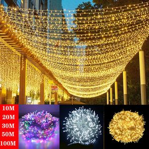 LED Strings Fairy Lights 10m-100m LED String Garland Kerstmis Licht Waterdicht voor Tree Home Garden Wedding Party Outdoor Indoor Decoration P230414