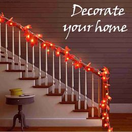 Halloween fée chaîne lumières 20FT 40LEDs feuille d'érable en forme suspendus blanc chaud étanche batterie fonctionner lumière décorative YQ240401