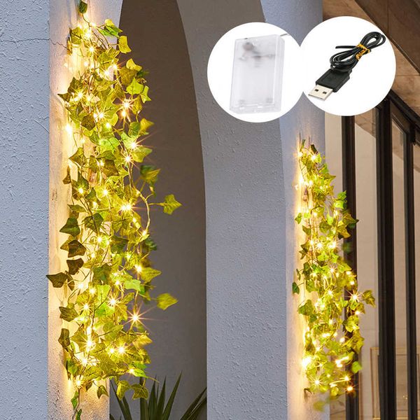 LED Strings LED Plantes Artificielles Guirlande Lumineuse 1 PCS Feuille Verte Ivy Vigne Fée Guirlande Lumineuse Feuilles D'érable Lampe Guirlande DIY Éclairage Suspendu P230414