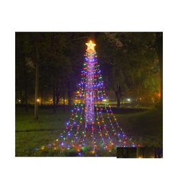 LED -snaren LED FivePointed Star Waterval String Licht Outdoor Gardenlamp Huisfeest Kerstdecoratie Hanglampen Drop Deli Dh9nc