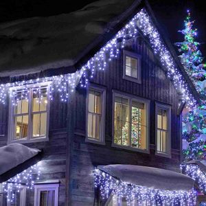 Guirlandes LED Guirlande de glaçons LED 4m 20m Guirlande de rue sur la maison 8 modes Noël en plein air pour la décoration du nouvel an YQ240401