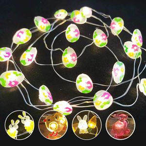 LED Cordes Led Lapin Fil Chaîne Lapin Carotte Lanterne Poussin Lumière Chaîne Jour De Pâques Décor Lanterne 2023 Joyeuses Pâques Fête Décoration De La Maison P230414