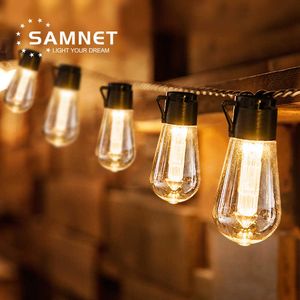 LED -snaren LED Solar String Lights Christmas Decoration Light Bulb IP65 Waterdichte Patio Lamp Holiday Garland voor buitentuin Furniture P230414