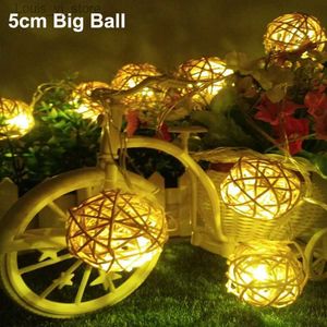 Guirlande LED 5 m 20 LED 5 cm boule de rotin guirlande lumineuse fête vacances guirlande LED noël intérieur extérieur décoration lampe EU/US YQ240401