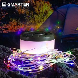 LED Strings Guirlande lumineuse Portable Camping lumières 1800mAh Rechargeable 8m atmosphère extérieure tente mariage décor de noël bande étoile lampe YQ240401