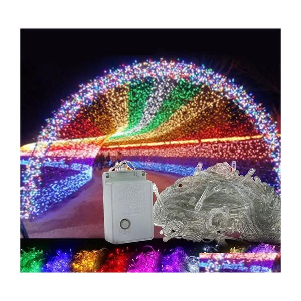 Cadenas de luces LED con controlador Colorf Rgb Waterpoof Lámparas de decoración para exteriores 100Leds 10M Para puertas Pisos Hierbas Árboles de Navidad 220 Dhlhf