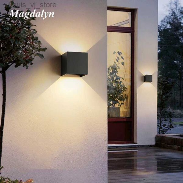 Cuerdas LED Magdalyn Lámpara de pared al aire libre Decoración del hogar de aluminio Aplique de porche Arriba Abajo Accesorios de construcción Interior nórdico Luz LED impermeable YQ240401