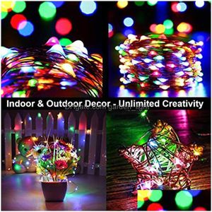 LED Strings Music String Light Christmas 50Led Sound Activated Fairy Lights met Remote Timer Waterdichte USB Battery Drop Del DH3Ke